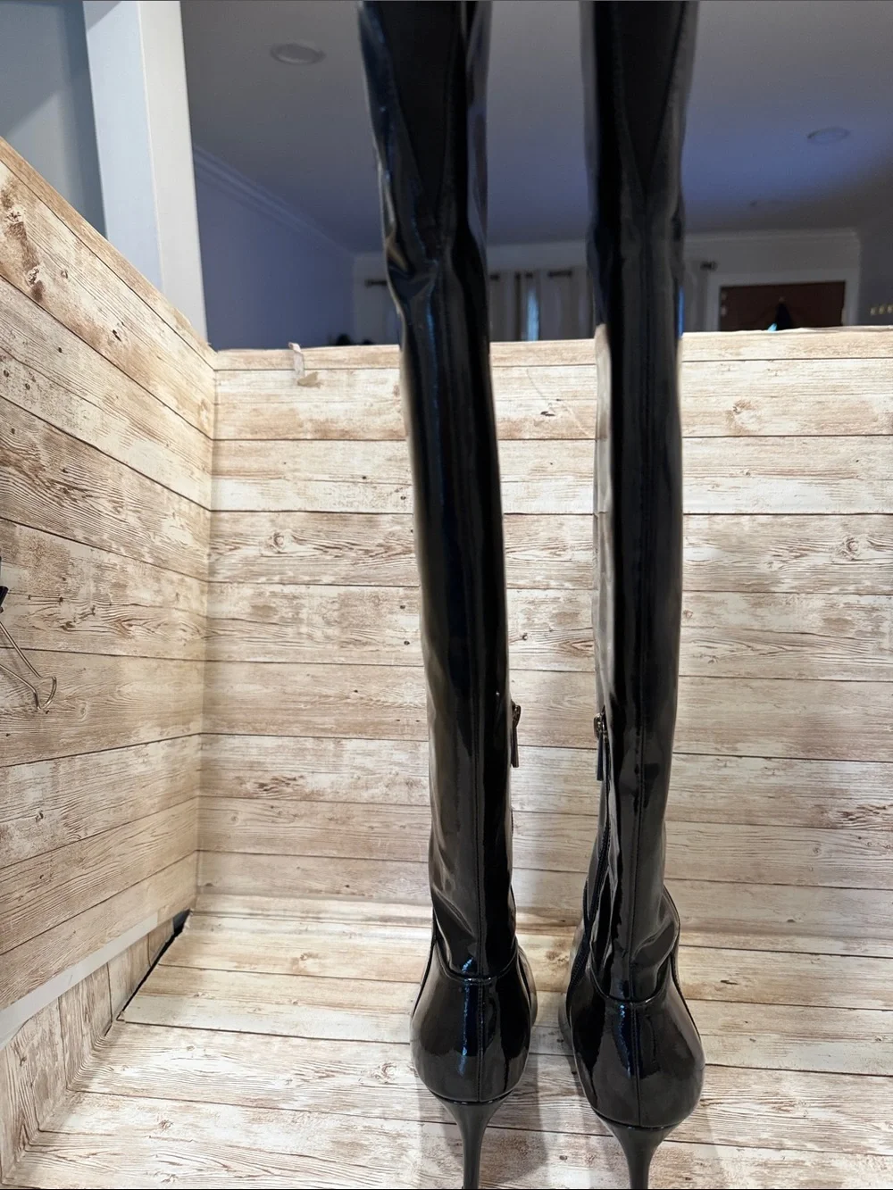 Jessica Simpson Black Patent Over-the-Knee Pointed Stiletto Boots 6M NEW